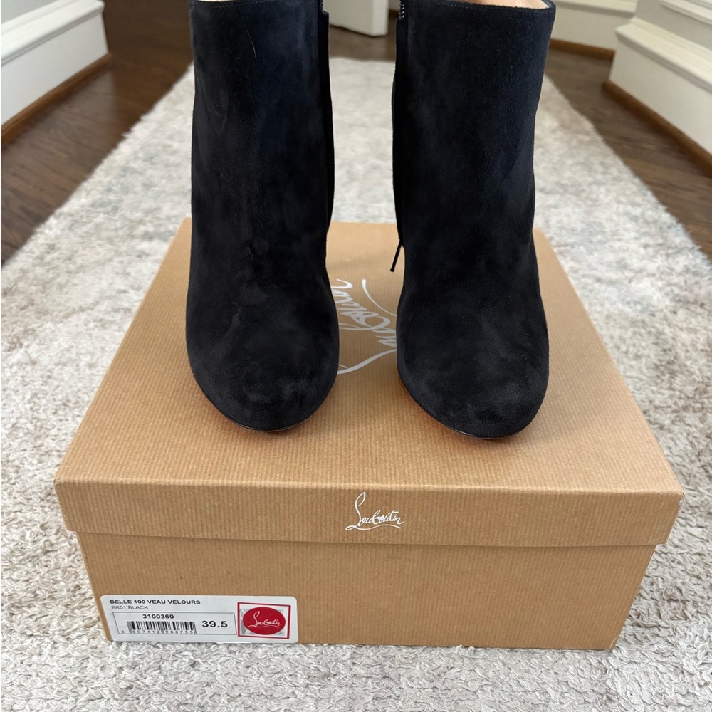 Christian Louboutin Belle 100 Black Velvet Heeled Boots
